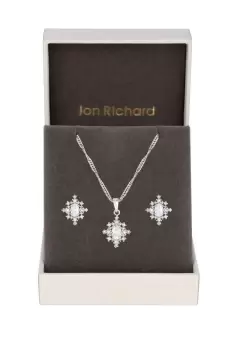 Image of Rhodium Plated Delicate Cubic Zirconia Set - Gift Boxed