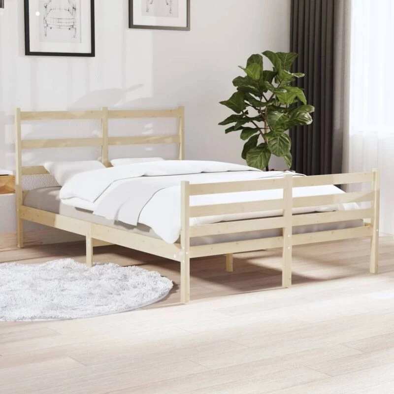 Image of VIDAXL Bed Frame without Mattress Solid Wood Pine 140x190cm Vidaxl 8720287024439