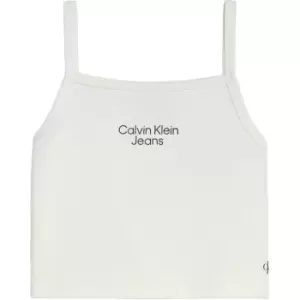 Image of Calvin Klein Jeans Stacked Logo Punto Strap Top - White