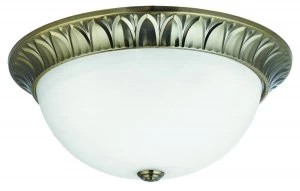 Image of 3 Light Flush Ceiling Light Antique Brass, E27