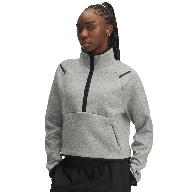 Image of Under Armour Womens Unstoppable 1/4 Zip Fleece Mod Gray female 10 (S)
