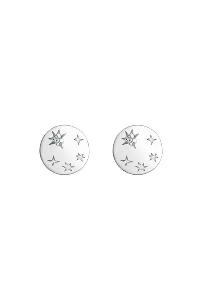 Image of Simply Silver Sterling Silver 925 Celestial And Cubic Zirconia Stud Earrings Silver