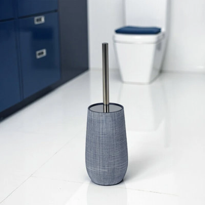 Image of Showerdrape Denim Blue Collection Toilet Brush & Holder Blue