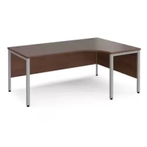 Image of Office Desk Right Hand Corner Desk 1800mm Walnut Top With Silver Frame 1200mm Depth Maestro 25 MB18ERSW