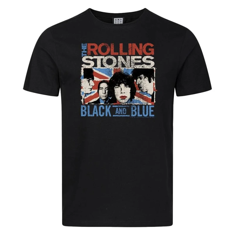 Image of Amplified Mens Union Jack The Rolling Stones T-Shirt in Black Size: XS Black Male XS