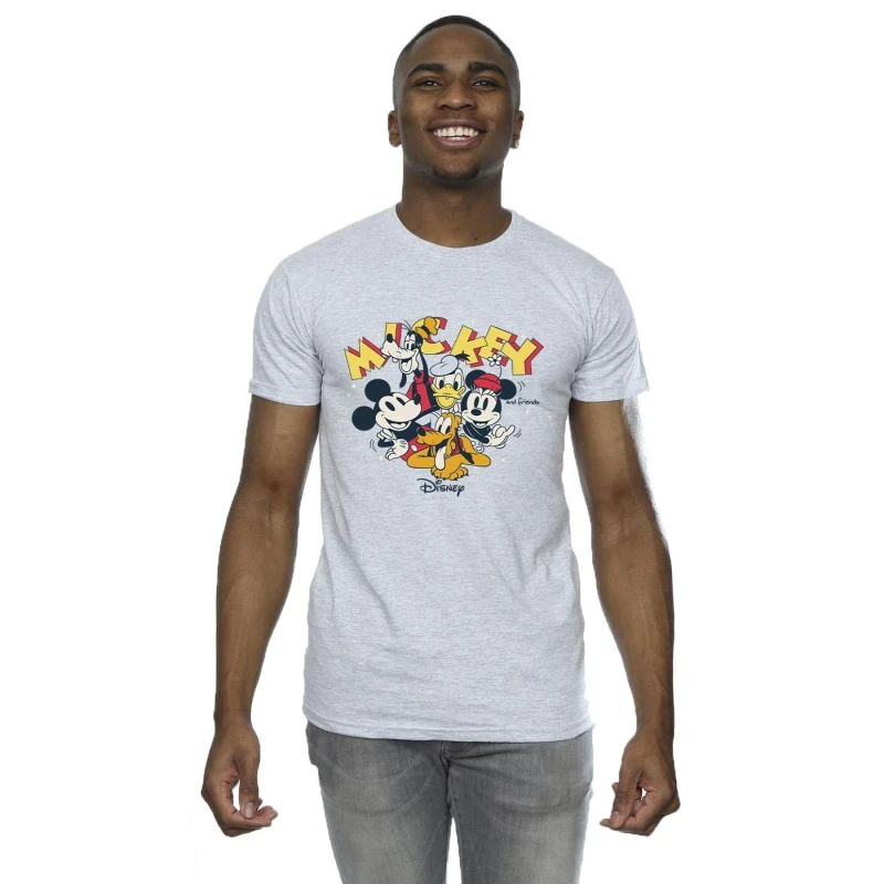 Image of Disney Men Mickey Mouse Group T-Shirt in Grey Size: Small Grey S Male 5063153650732