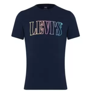 Image of Levis Serif Gradient Logo T Shirt - Blue