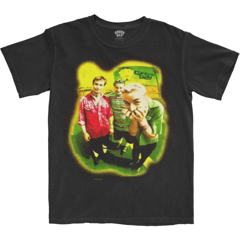 Image of Green Day Mens Neon Photograph Cotton T-Shirt in Black Size: Small Black Male S