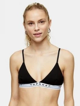 Image of Topshop Branded Triangle Bra - Black