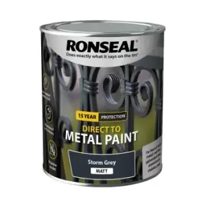 Image of Ronseal Direct to Metal Paint - Storm Grey Matt, 750ml