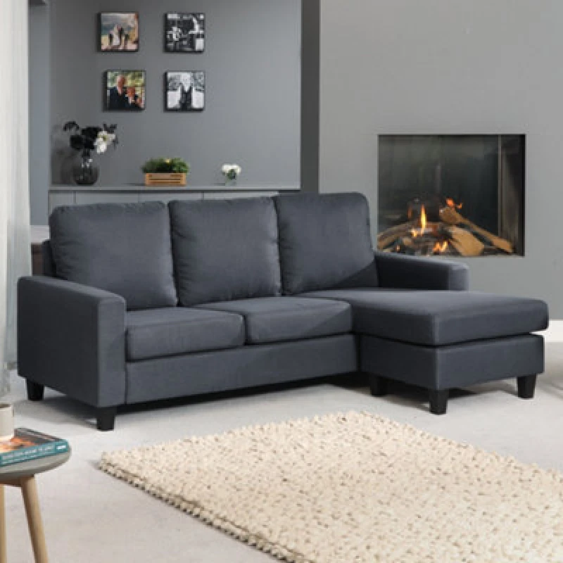 Image of Modbury Reversible Fabric Corner Sofa - Dark Grey