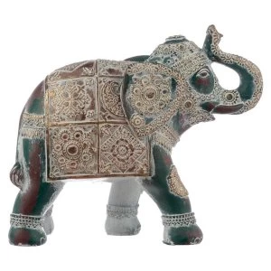 Image of Thai Brushed Gold and White Verdigris Elephant - Small