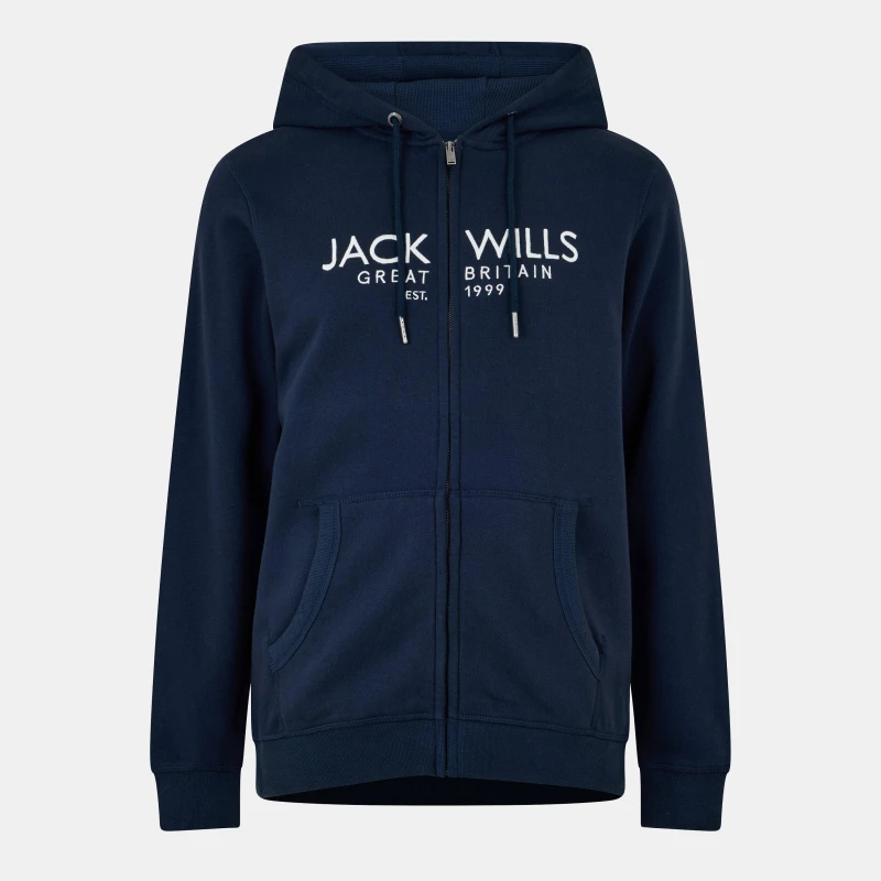 Image of Jack Wills Pinebrook Graphic Zip Hoodie Mens Navy male XS