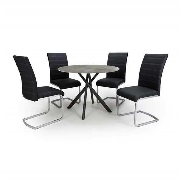 Image of Shankar Avesta Grey & 4 Callisto Black Dining Set - Grey M
