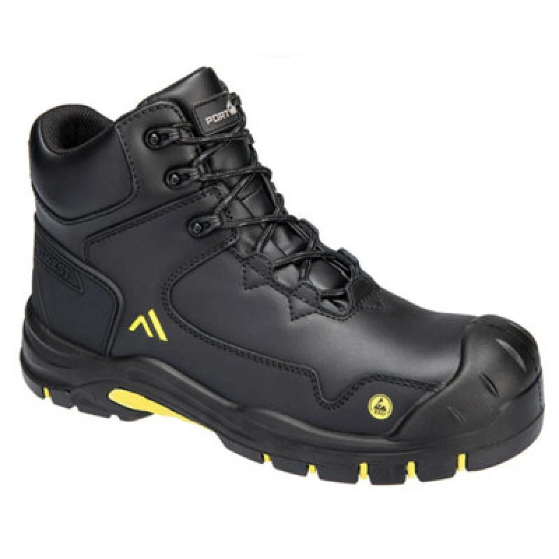 Image of Portwest Apex Composite Mid ESD Safety Boots FC18BKY43 Colour: Black / Yellow