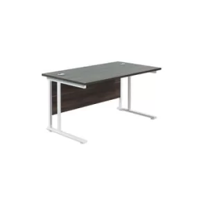 Image of Jemini Rectangular Cantilever Desk 1200x800x730mm Dark Walnut/White KF806912