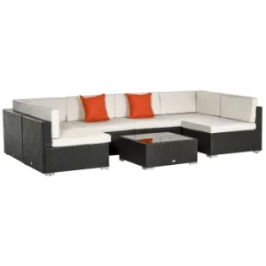 Image of Outsunny 6-Seater Rattan Furniture Set-Dark Brown