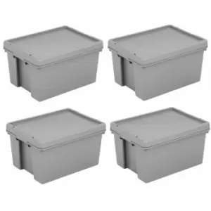 Image of Wham Bam Recycled Storage Boxes 16 Litre Pack of 4, Grey