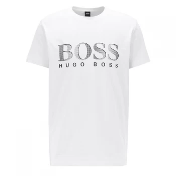 Image of Hugo Boss Crew Neck Large Logo T-Shirt White Size S Men