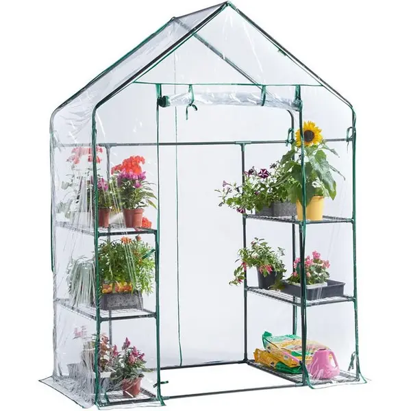 Image of VonHaus Walk In Greenhouse 6 Shelves - Clear One Size