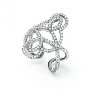 Image of Ladies Folli Follie Sterling Silver Fashionably Silver Swirl Ring Size L.5