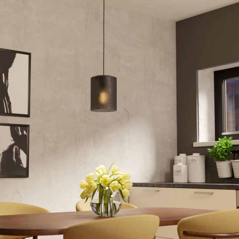Image of EGLO Colomera Black Steel & Glass Modern Minimalist Pendant Black