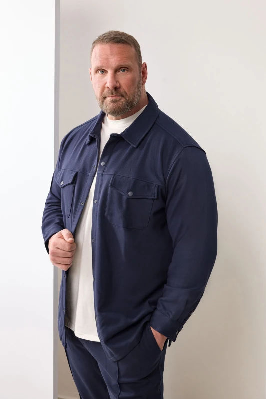 Image of BadRhino BadRhino Men Textured Jersey Shacket in Dark Navy Size: 4X-Large Dark Navy 4XL Male 5063111854769