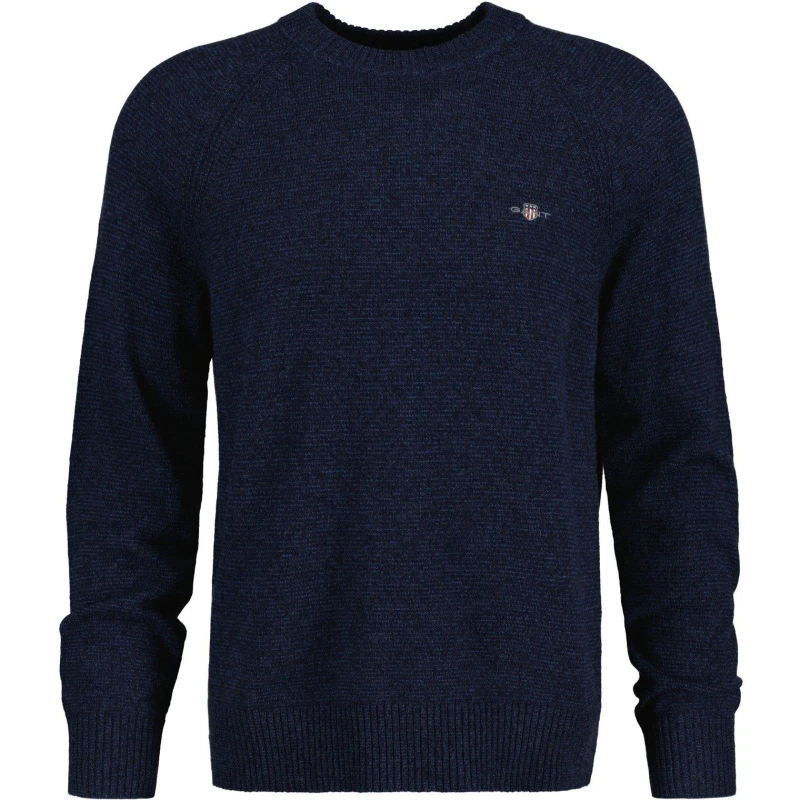 Image of Gant Bicolored Crew Neck Sweater - Blue Blue 2XL