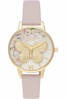 Image of Olivia Burton Midi 3D Butterfly Vegan Rose Sand & Gold