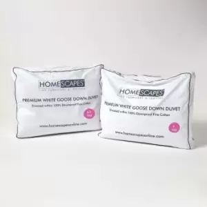 Image of Homescapes - Premium White Goose Down 13.5 Tog All Seasons Duvet, Double - White