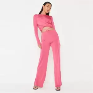 Image of Missguided Wrap Striaght Leg Trouser - Pink