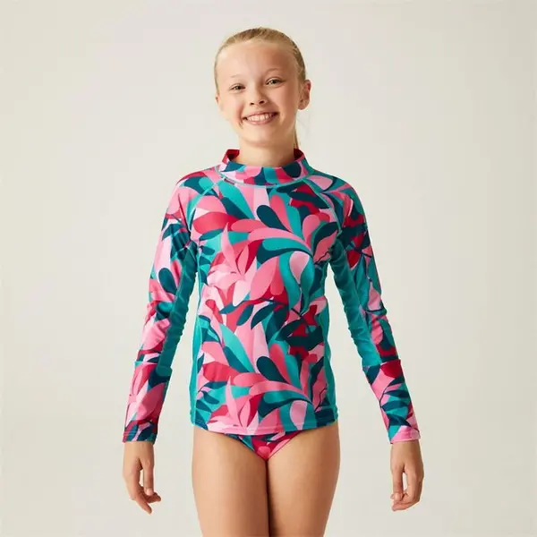 Image of Regatta Hoku II Swimsuit - Tahoe Blue/Tropical Leaf Print C13yrs