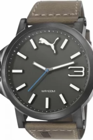 Image of Mens Puma PU10346 ULTRASIZE 50 -gun brown leather Watch PU103461017