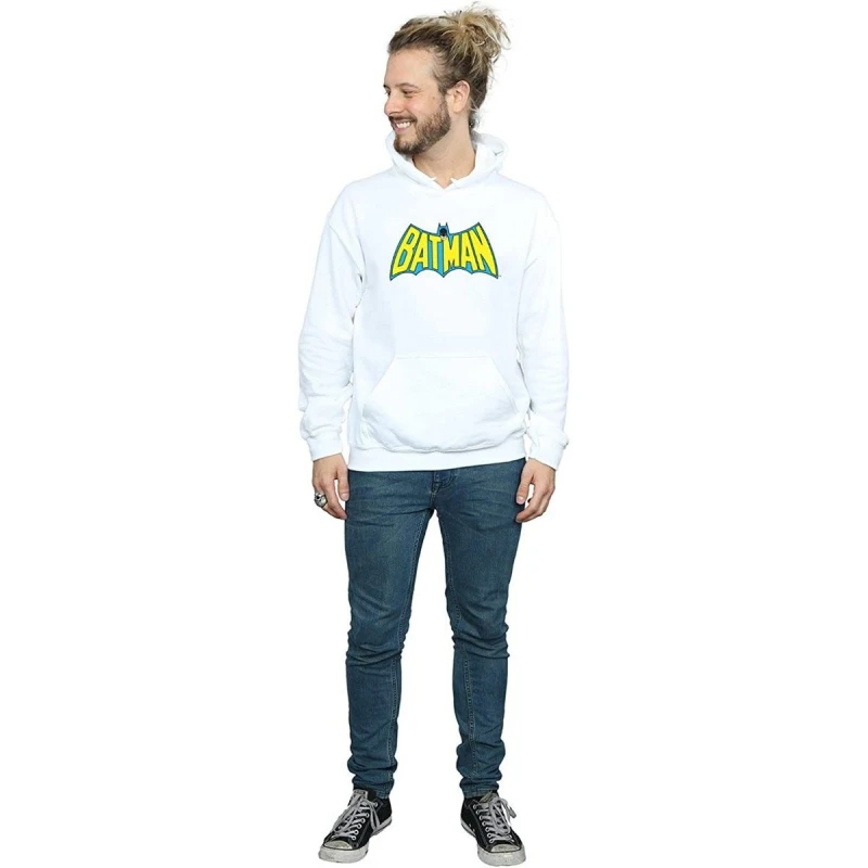 Image of Batman Batman Men Retro Logo Cotton T-Shirt in White Size: Small White S Male 5063377528718