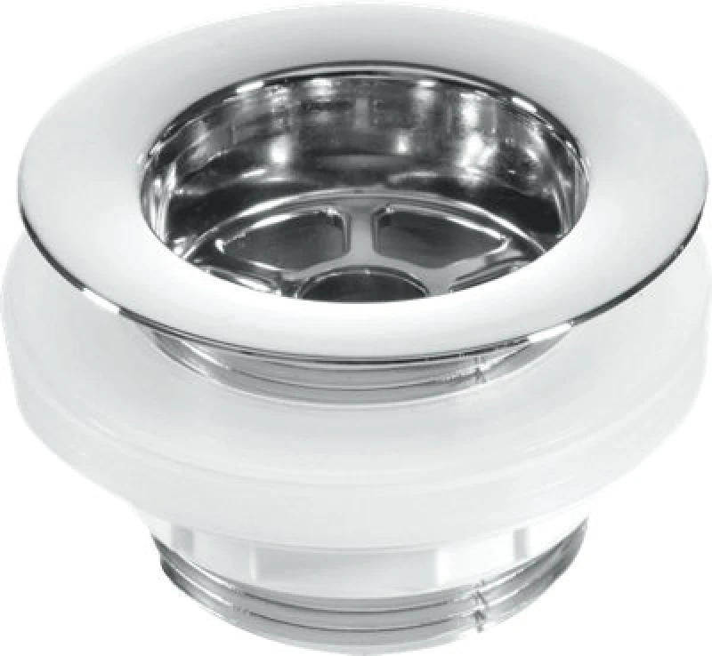 Image of McAlpine BW5 1.5" Backnut Bath Waste: 70mm Chrome Plated Plastic Flange x 1.5" Tail: Unslotted: Plug White