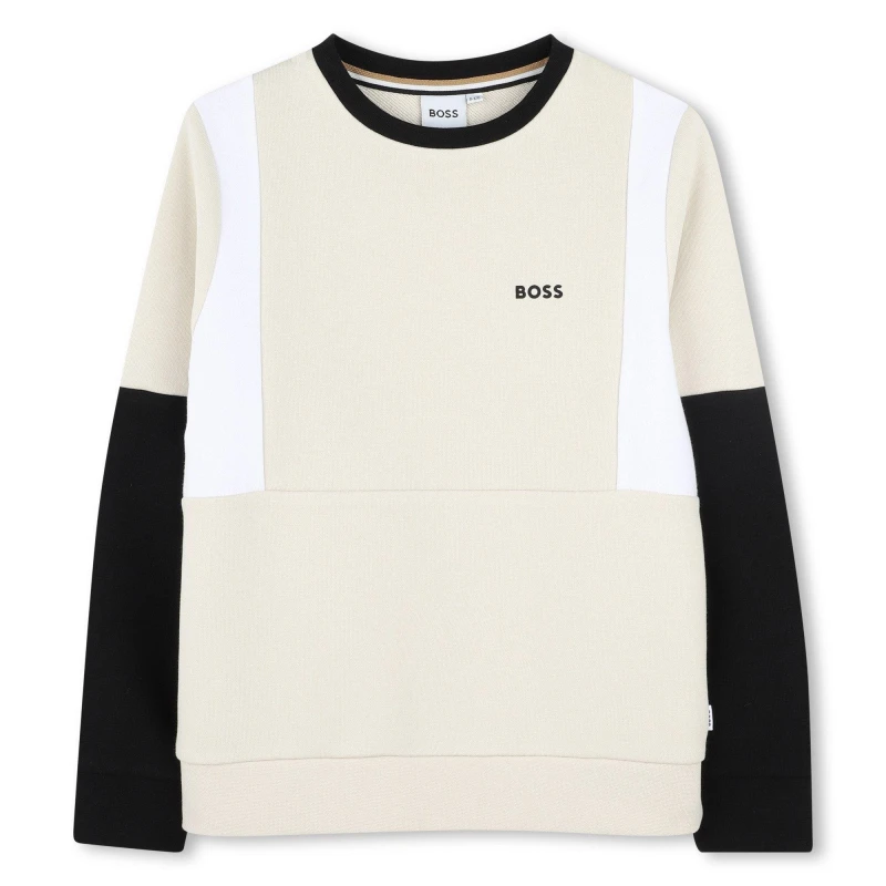 Image of Boss Colour Block Sweatshirt Juniors - Cream Cream 3 - 4 Years