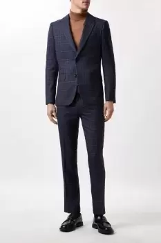 Image of Mens Harry Brown Slim Fit Blue Check Suit Jacket