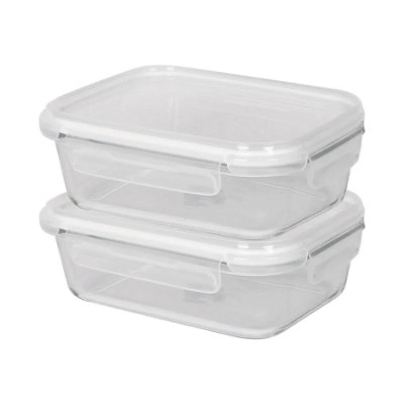 Image of Harbour Housewares 1 Litre Glass Food Storage Containers With White Lids - 2X Large Reusable Airtight Meal Prep Tubs Microwave And Freezer Safe