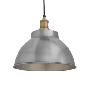 Image of Industville Brooklyn Dome Pendant - 13" - Light Pewter Dome Brass Holder / Brass