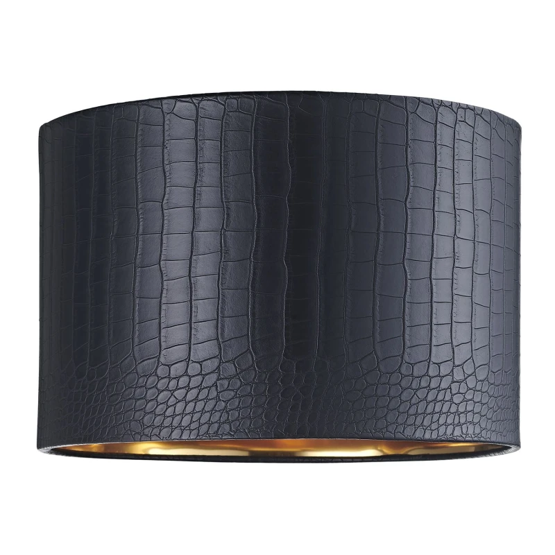 Image of Happy Homewares Modern Croc Design Faux Leather Lamp Shade with Shiny Inner in Black Size: 12" Black Unisex 12"