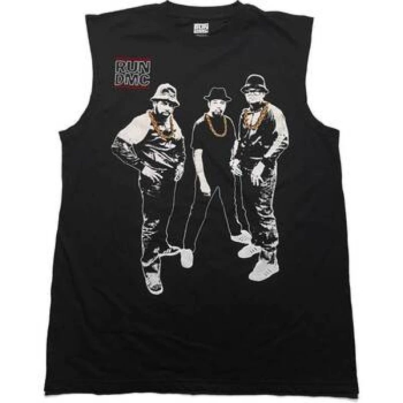 Image of Run DMC Run DMC Men Gold Chains Photograph Tank Top in Black Size: Medium Black M Male 5063300556603