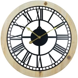 Image of Roman Numeral Black Metal Cut Out Wall Clock 45cm