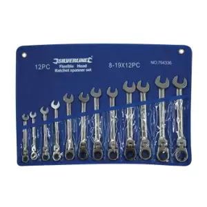 Image of Silverline Flexible Head Ratchet Spanner Set 12pce 8 - 19mm 794336