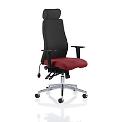 Image of Dynamic Independent Seat & Back Posture Chair Height Adjustable Arms Onyx Black Back, Ginseng Chilli Seat With Adjustable Headrest High Back
