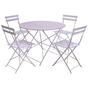 Image of Charles Bentley 5 Piece Round Folding Dining Set - Lilac