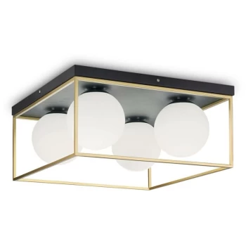 Image of Ideal Lux Lingotto - 4 Light Globe Ceiling Light Antique Brass