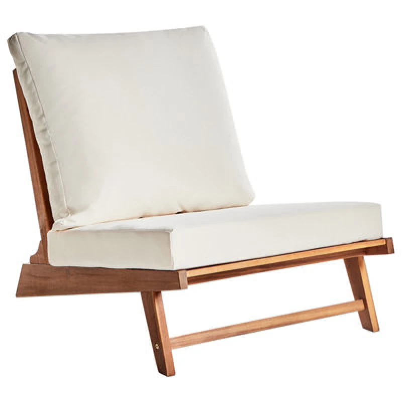 Image of Beliani Garden Chair With Cushion Micciano Acacia Wood Off-White