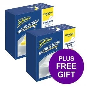 Image of Sellotape Removable Hook Spots Pack 125 FREE Sellotape Removable Loop