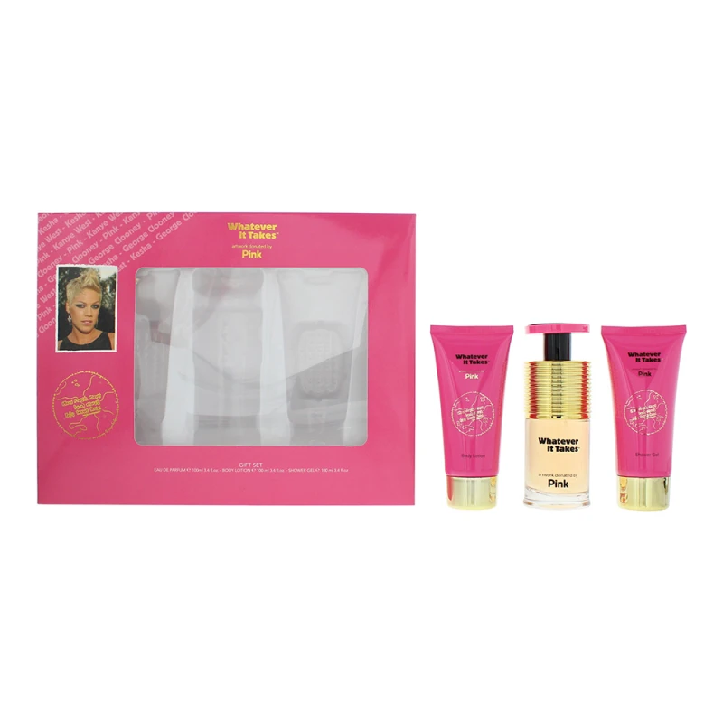 Image of Pink Whatever It Takes 3 Piece Gift Set: Eau de Parfum 100ml - Body Lotion 100ml - Shower Gel 100ml