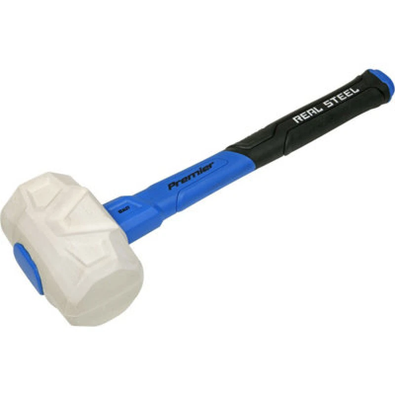 Image of Loops 24oz Rubber Mallet with Fibreglass Shaft - Non-Marking Head - Textured Grip Clear